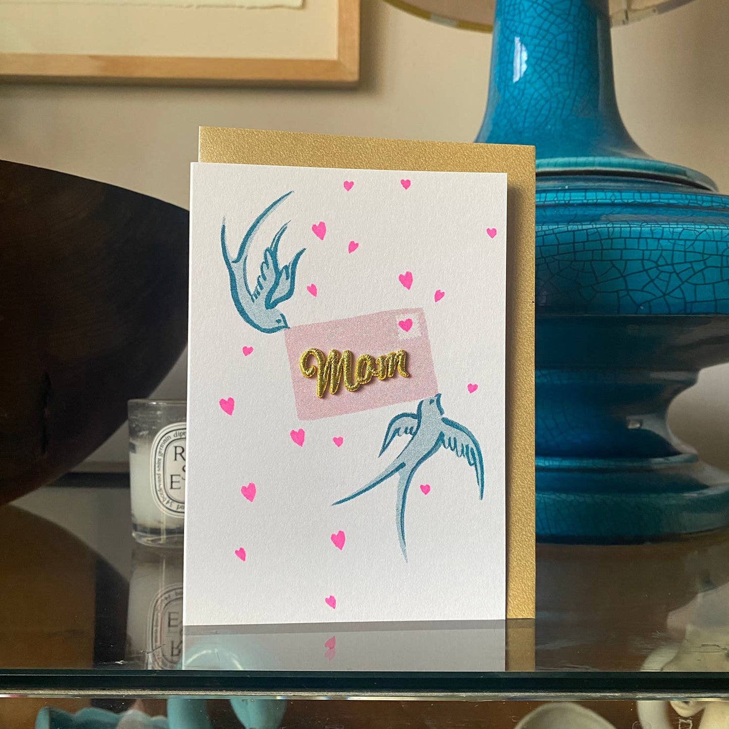 Mum Card - Birds & Letter