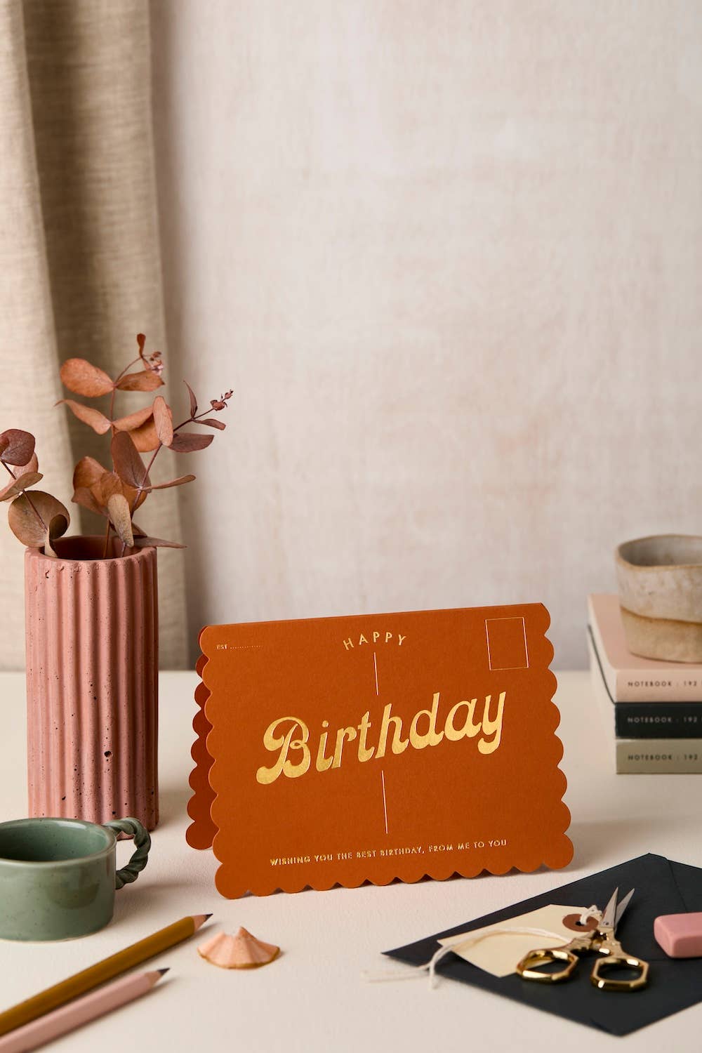 Scallop Seaside Birthday Card in Rust
