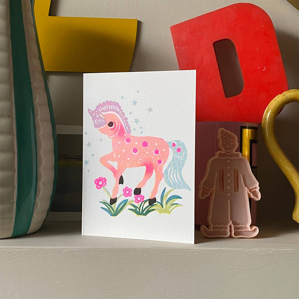 Riso Papercut Cards - Pony Peach