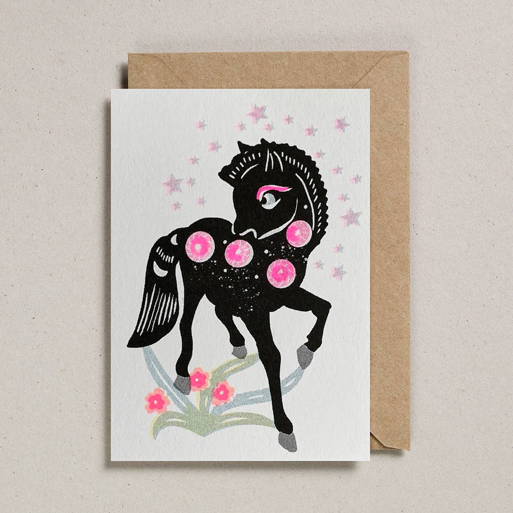 Riso Papercut Cards - Pony Black