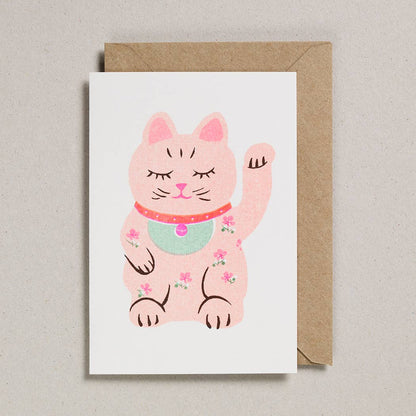 Riso Papercut Cards - Lucky Cat