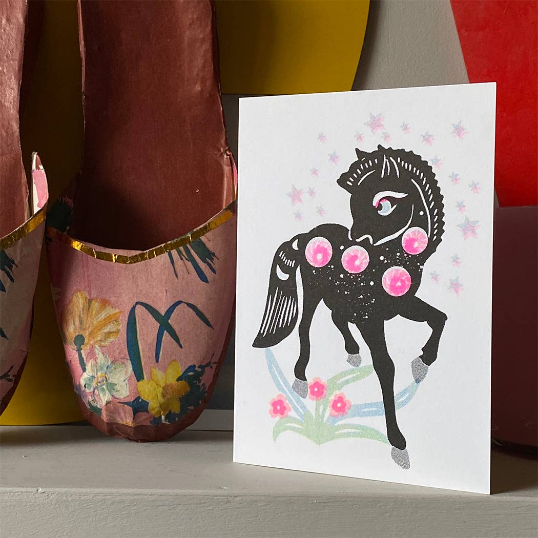 Riso Papercut Cards - Pony Black