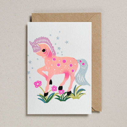 Riso Papercut Cards - Pony Peach