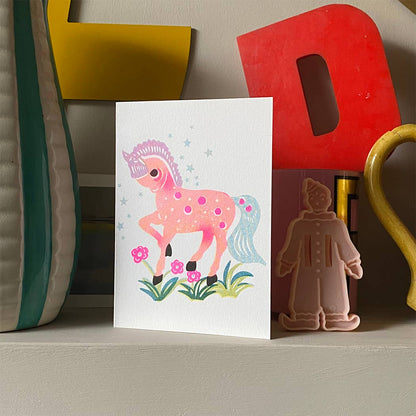 Riso Papercut Cards - Pony Peach